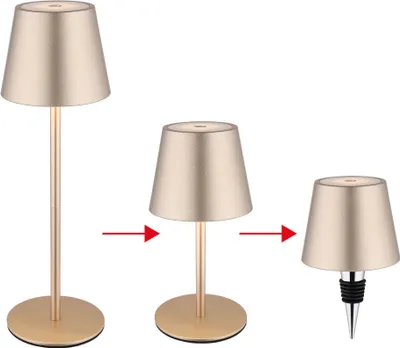 Produktbild von LED Tischlampe, champagner, Akku, Touchdimmer, Flaschenaufsatz