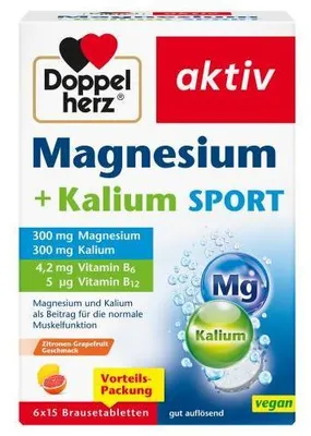 Produktbild von Doppelherz Magnesium+Kalium Sport Brausetabletten 6X15 St