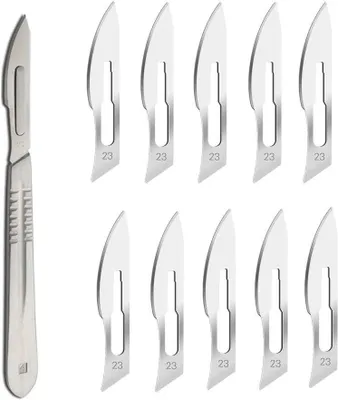 Productafbeelding van Scalpelmessen #23 met #4 Scalpelhandvat - Steriel scheermes met één mes voor dermaplaning - Dissectie - Podologie - Professionele verzorging