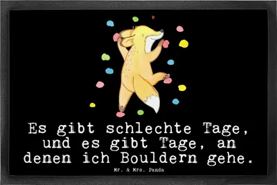 Produktbild von Mr. & Mrs. Panda Fußabstreifer Fuchs Bouldern 40 x 60 cm - Schwarz - Geschenk, fußmatte, Boulderhalle, Fussmatte, Sauberlaufmatte, Bodenvorleger, Fußabtreter, Klettern