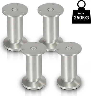 Obrázek produktu pro 4X Nábytkové nožičky Podpěrná noha gauče Nastavitelná noha skříně Skříňka Noha pohovky Noha postele - hliníková 180 mm