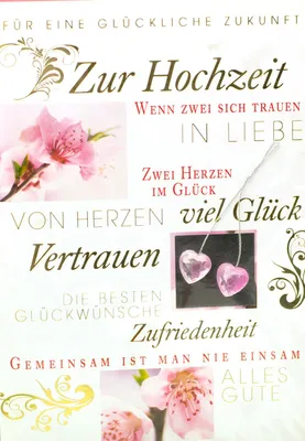 Produktbild von Hochzeitskarte Blumen / Herzen, mit Umschlag