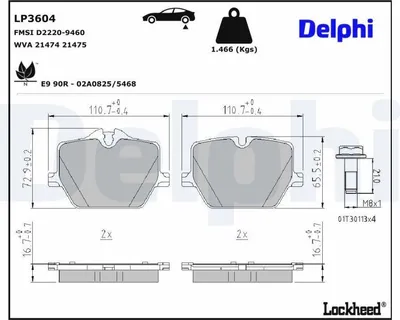 Produktbild von DELPHI Bremsbeläge Satz Hinten Bremsklötze für BMW 3 Touring (G21) LP3604