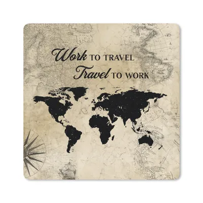 Produktbild von MuchoWow® Mauspad Mousepad Weltkarte - Sprichwörter - Reisen - Vintage 30x30 cm - Mousepads - Maus Mat - Pad - Mausunterlage - Gaming
