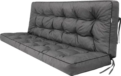Zdjęcie produktu dla Poduszka ogrodowa na huśtawkę POLA 100×106×10 cm – wodoodporna, z ochroną UV, pikowana, wygodna, z troczkami – grafitowa