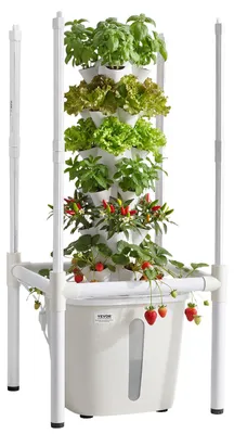 Produktbild von VEVOR Hydroponischer Turm 30 Pods, Hydrotower 6 Ebenen, Hydroponik-Anbausystem-Set mit LED-Pflanzenlampe, App-Steuerung, 20-L-Wassertank & Pumpe, Hydroponic Tower für Kräuter, Obst & Gemüse