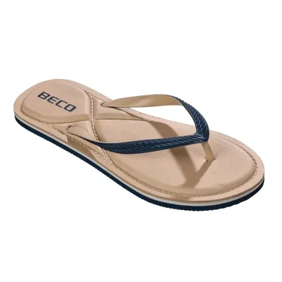 Produktbild von BECO the world of aquasports Zehentrenner BECO V-Strap mit Fußbett in Wildleder-Optik beige-blau 39