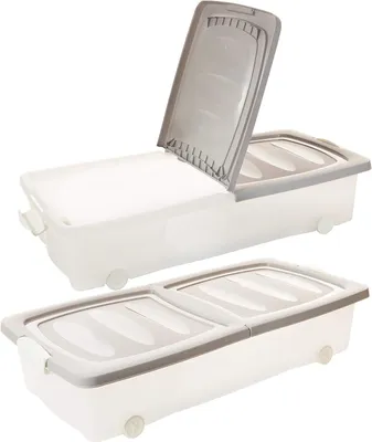 Produktbild von 2er Set XXL Unterbett Kommode m. Rollen - 32L  Spielzeug Aufbewahrungs Kiste