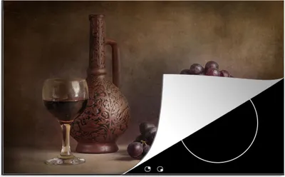 Produktbild von KitchenYeah© Herdabdeckplatte Rotwein mit Trauben , 81x52cm, Küche Deko, Glaskeramikkochfeld Herdabdeckung, Abdeckplatte fùr Kochfeld