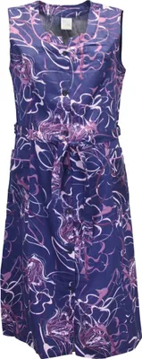 Produktbild von Knopfkittel Satin bunt Kochschürze Hauskleid Kittel Schürze ohne Arm, Farbe:blaulila, Größe:50