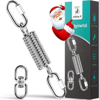 Immagine prodotto di Molla per altalena con moschettone - set di sospensione in acciaio per sedia sospesa, sacco da boxe, amaca e yoga - portata fino a 250 kg (1 pezzo)
