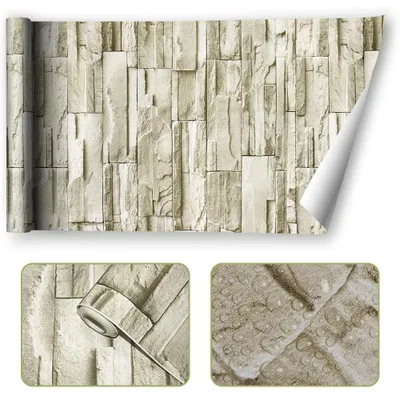 Image de Papier peint adhésif imitation pierre, motif brique, effets 3D, PVC, ADHÉSIF, papier peint, panneaux muraux, revêtement mural, autocollant, 45 x 300 cm