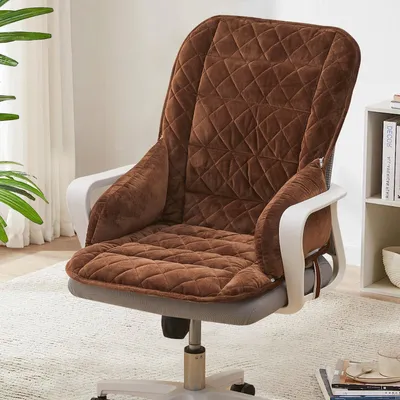 Image de Topchances Coussin pour chaise de bureau Coussin de chaise épais, coussin d'assise avec soutien lombaire et dossier pour chaises de bureau,Marron