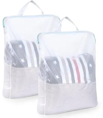 Zdjęcie produktu dla Siatki na pranie XL, 2 sztuki, 60 x 80 cm, wielokrotnego użytku, przeznaczone na torby na pranie w podróży, z uchwytami i zamkiem błyskawicznym