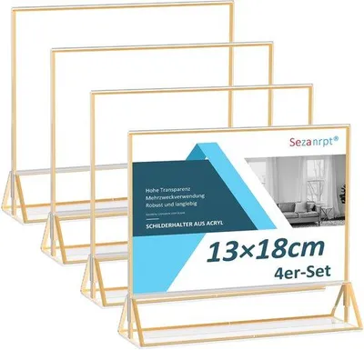 Immagine prodotto di Cornici dorate 13x18 cm orizzontali, confezione da 4, trasparenti