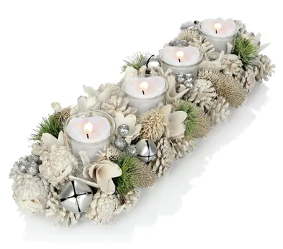 Produktbild von Adventskranz länglich, Kerzenständer für 4 Kerzen, Tischdeko