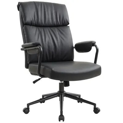 Produktbild von IWMH Kunstleder Chefsessel, Ergonomisch Bürostuhl, Drehstuhl mit Lendenstützte, Homeoffice Schreibtischstuhl für Büro Arbeitszimmer Gaming - Schwarz