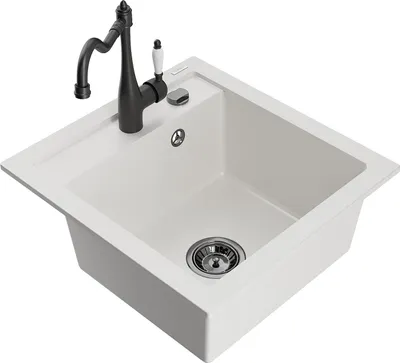 Image de Évier 1 bac en granit Vito avec mitigeur Carla, blanc (6503-20-670700-70)
