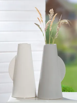 Obrázok produktu pre GILDE Váza, kužeľ, "Grezzo", keramika, krémová, sivá, , 2 kusy ako na obrázku, d. 15 cm, š. 16,5 cm, v. 32,5 cm 34174
