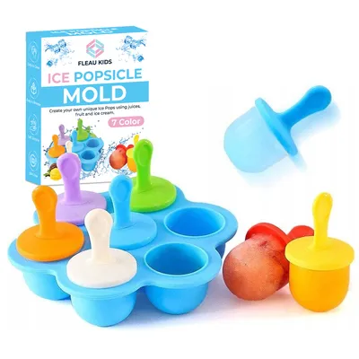 Immagine prodotto di Stampi per gelato in silicone Fleau - stampi per ghiaccioli - stampi per gelato - porta gelato - a prova di perdite - 7 pezzi - senza BPA