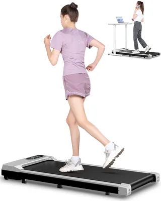 Image de Tapis de marche pour tapis de course - Tapis de course domestiques avec des vitesses de 1-8 km/h - Booster de moteur silencieux - Tapis de course sous le bureau - argenté