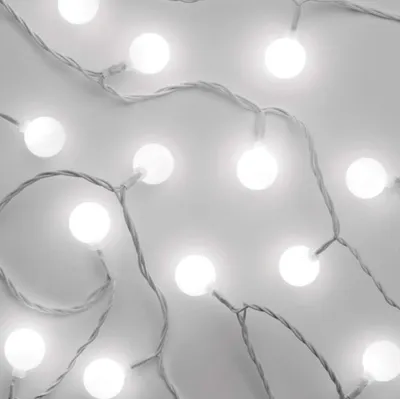 Obrázek produktu pro EMOS LED světelný cherry řetěz – kuličky 2,5 cm, 4 m, venkovní i vnitřní, studená bílá, časovač, D5AC01