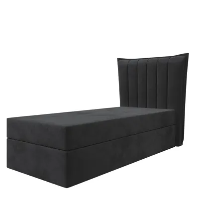 Produktbild von Boxspringbett LUNA MINI OHNE TOPPER , Einzelbett, Stauraum, Schlafzimmer, Polsterbett, 90x200 cm. (Schwarz - Itaka 15)