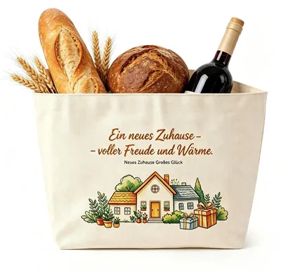 Leinen-Brottasche, Einzugsgeschenk, 38x22x16 cm, waschbar