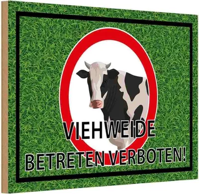 Produktbild von vianmo Holzschild 12x18 cm Viehweide Betreten verboten Warnschild Hinweisschild