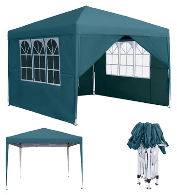 Produktbild von Faltpavillon 3x3m Wasserdicht Stabil Winterfest mit 4 Seitenteilen und Fenstern Grün