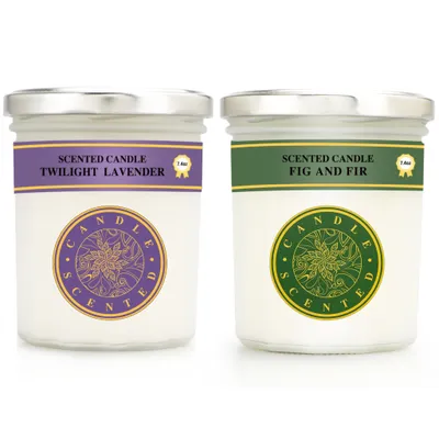 Produktbild von NAIZY 2er Set Duftkerzen in Glasdosen – 210g mit Lavendel & Feige , Valentinstag, Partys, Yoga, Hochzeiten & Muttertag