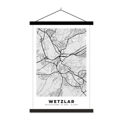 Produktbild von MuchoWow® Textilposter Stadtplan - Karte von Deutschland - Wetzlar 40x60 cm mit schwarzem Rahmen - Wanddekorationen