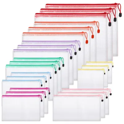 24 Dokumententaschen in 8 Größen, wasserdicht, mit Reißverschluss, 8 Farben