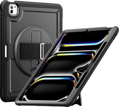 Produktbild von Für Apple iPad Pro 13 2024 aufstellbare 360 Grad Rotation Hülle mit Handschlaufe
