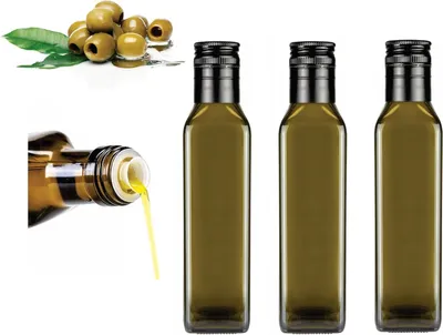 Produktbild von 3 x 250ml Ölflasche mit integriertem Aussgießer aus Glas Likörflasche