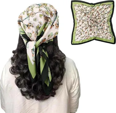 Obrázek produktu pro Dámská bandana 70 x 70 cm – hedvábný čtvercový šátek – elegantní vlasové doplňky