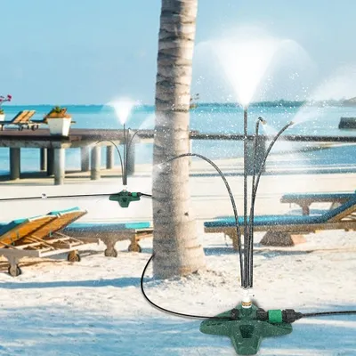 Image de 2 kit de refroidissement par pulvérisation d'eau, tuyau de 10 m, système de pulvérisation d'eau avec 4 buses de brumisation Flexible pour terrasse d'été, jardin, plage, piscine, cour