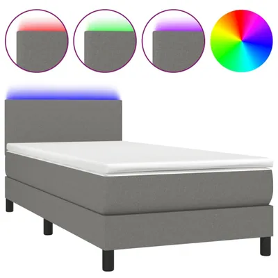 Produktbild von vidaXL Boxspringbett mit Matratze & LED Dunkelgrau 80x200 cm Stoff