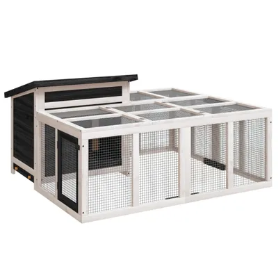Image de Clapier gris 144x123x67,5 cm bois de pin massif