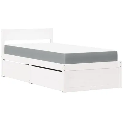 Obrázok produktu pre Posteľ so zásuvkami a matracom biela 90x200 cm masívna borovica