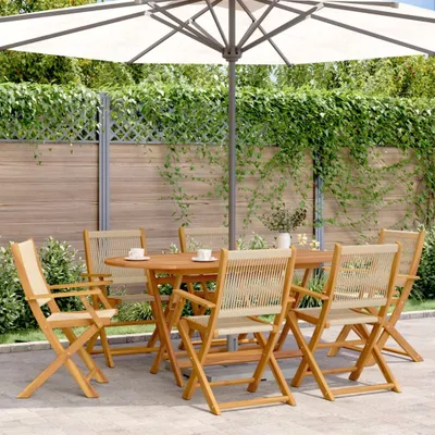 Produktbild von Möbel Gartenstühle 6 Stk. Klappbar Beige Massivholz Akazie - Gartensessel 3214572