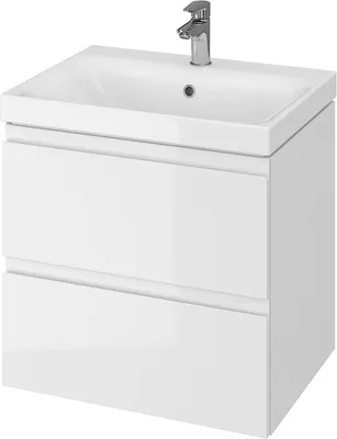 Produktbild von BADLAND Badmöbel Set badezimmerschrank mit Keramikwaschbecken, 2-Schubladen MODUO 60 Weiß