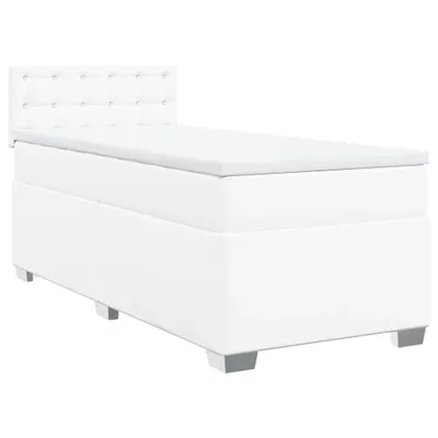 Produktbild von vidaXL Boxspringbett mit Matratze Weiß 90x190 cm Kunstleder