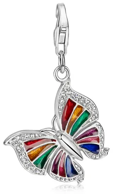 Produktbild von MATERIA by Matthias Wagner Charms Anhänger Schmetterling 925 Silber Zirkonia mit Emaille bunt für Bettelarmband C26