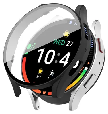 Produktbild von 360 Grad Smartwatch Hülle für Samsung Galaxy Watch7 40 mm mit Displayschutz Case Watch Cover Bumper Rundum Schutzhülle Uhr Bildschirmschutz Schwarz