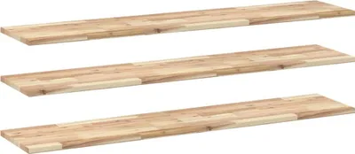 Productafbeelding van vidaXL Zwevende wandplanken, 3 stuks, 140x30x2 cm, massief acaciahout, onbehandeld