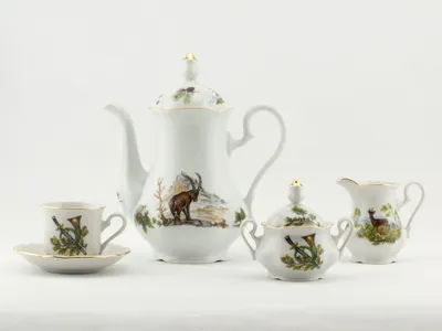 Zdjęcie produktu dla Mary-Anne, zestaw do kawy, porcelana myśliwska, Leander, 15 d.