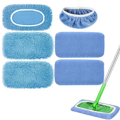 Productafbeelding van Droge vloerdoekjes, 6 stuks, van microvezel, geschikt voor Swiffer, voor snelle reiniging