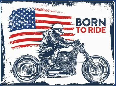 Produktbild von vianmo Holzschild 30x40 cm Biker Born to Ride USA Amerika