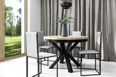 Obrázok produktu pre Okrúhly skladací stôl SEVILLA dub Lancelot/čierna 120 cm